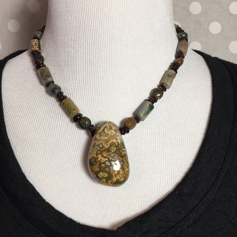 Unique handmade natural stone statement necklace
